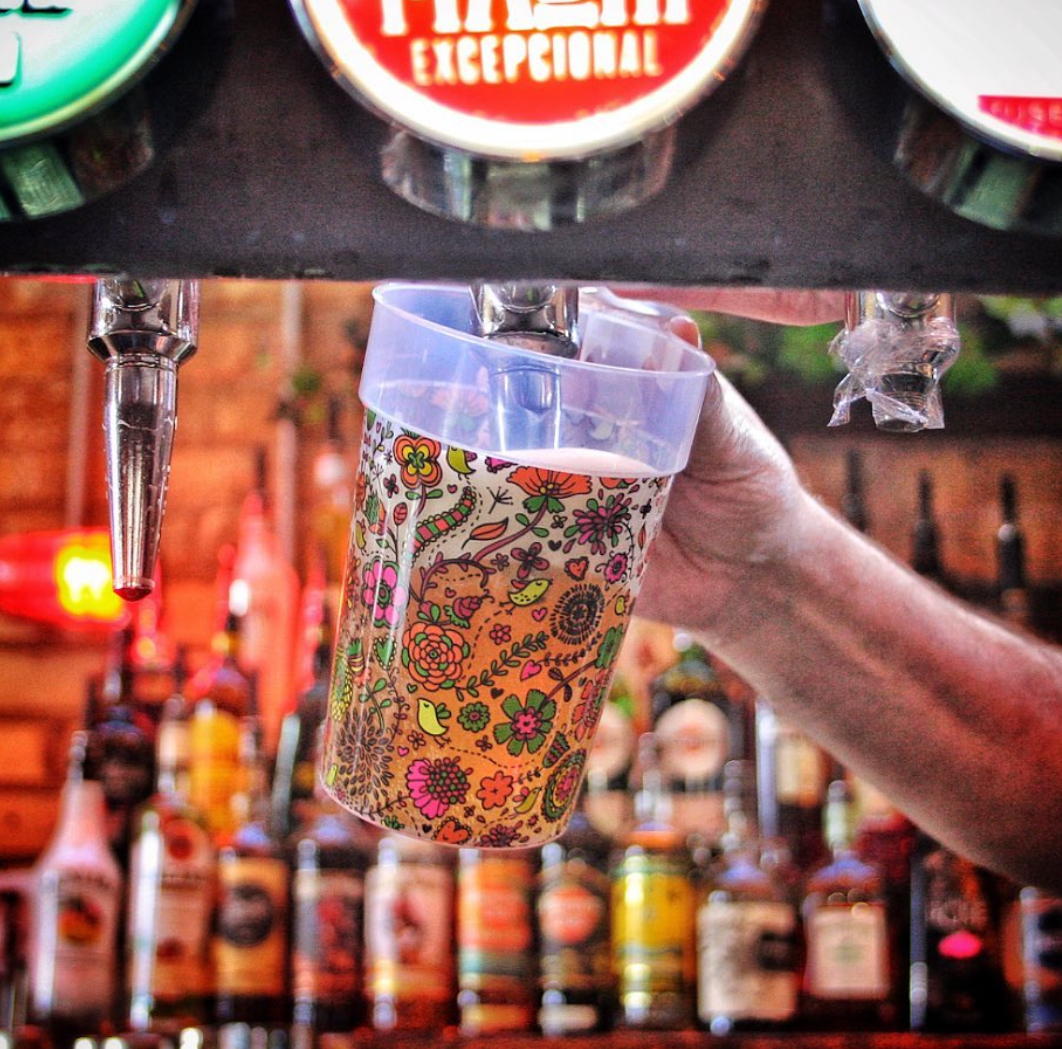 Customised company festival cups showing full-colour branding